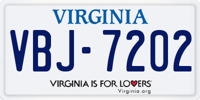 VA license plate VBJ7202