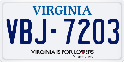 VA license plate VBJ7203