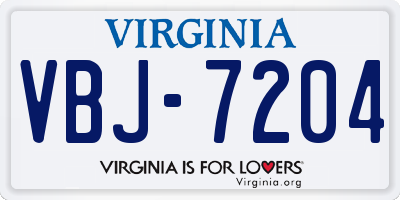 VA license plate VBJ7204