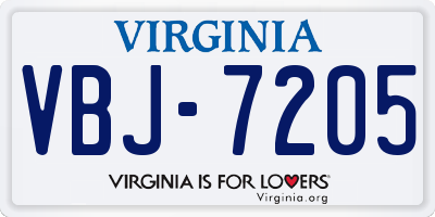 VA license plate VBJ7205