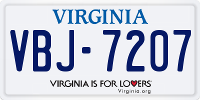 VA license plate VBJ7207