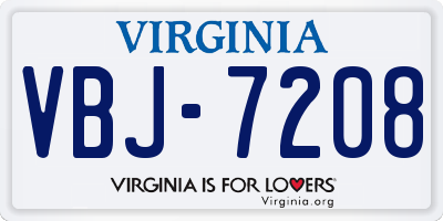 VA license plate VBJ7208