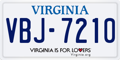 VA license plate VBJ7210