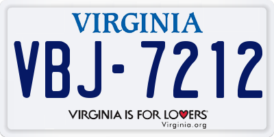 VA license plate VBJ7212