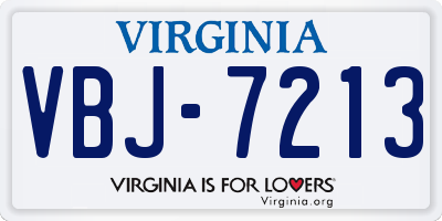 VA license plate VBJ7213