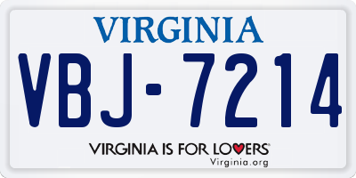 VA license plate VBJ7214