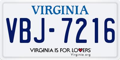VA license plate VBJ7216