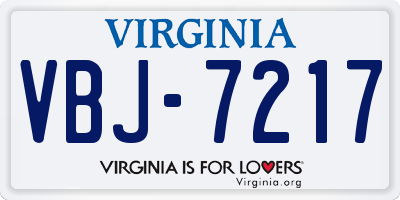 VA license plate VBJ7217
