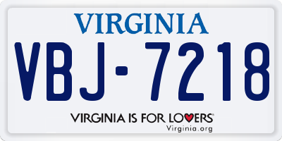 VA license plate VBJ7218