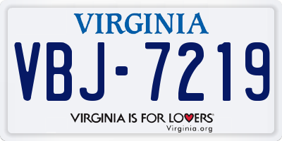 VA license plate VBJ7219
