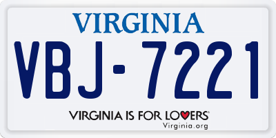 VA license plate VBJ7221
