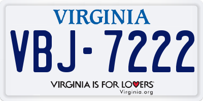 VA license plate VBJ7222