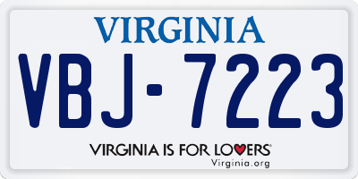 VA license plate VBJ7223