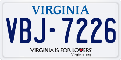 VA license plate VBJ7226