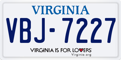 VA license plate VBJ7227