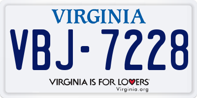 VA license plate VBJ7228
