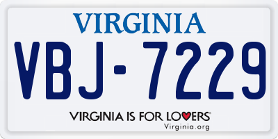 VA license plate VBJ7229