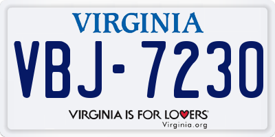VA license plate VBJ7230