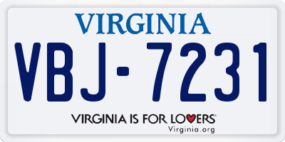 VA license plate VBJ7231
