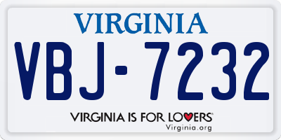 VA license plate VBJ7232