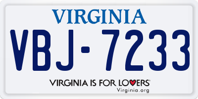 VA license plate VBJ7233