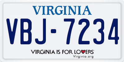 VA license plate VBJ7234