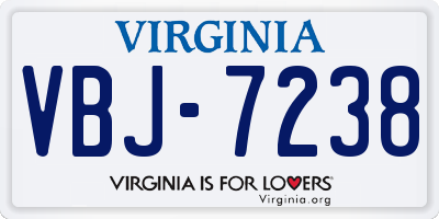 VA license plate VBJ7238