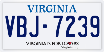 VA license plate VBJ7239