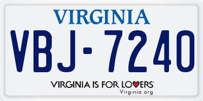 VA license plate VBJ7240