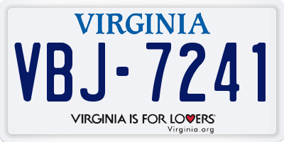 VA license plate VBJ7241