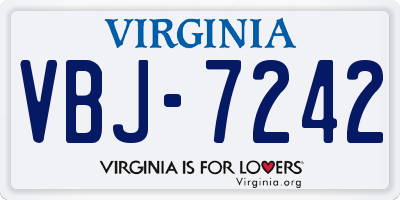 VA license plate VBJ7242