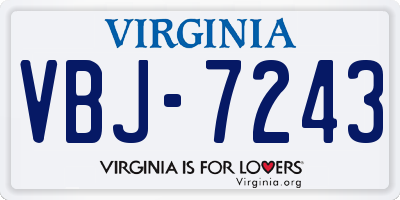 VA license plate VBJ7243