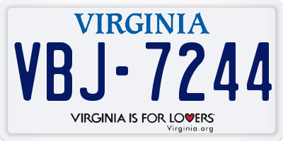 VA license plate VBJ7244