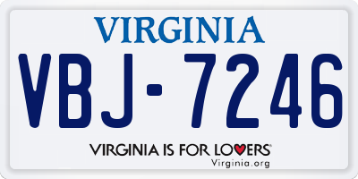 VA license plate VBJ7246