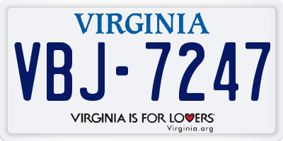VA license plate VBJ7247