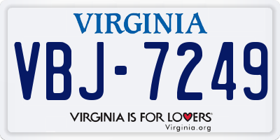VA license plate VBJ7249