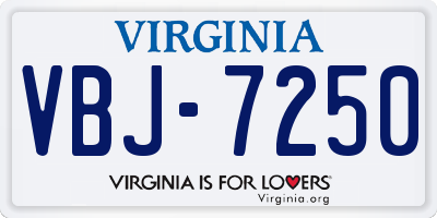 VA license plate VBJ7250