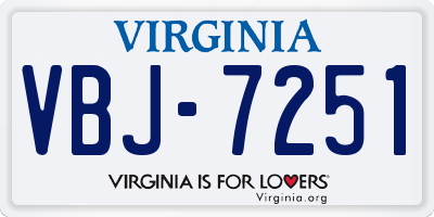 VA license plate VBJ7251