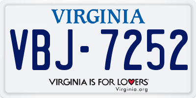 VA license plate VBJ7252