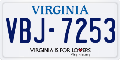 VA license plate VBJ7253