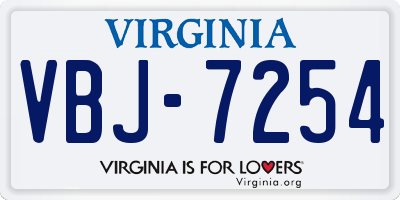 VA license plate VBJ7254