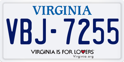 VA license plate VBJ7255