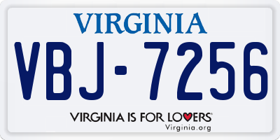 VA license plate VBJ7256