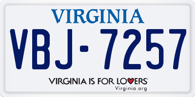 VA license plate VBJ7257