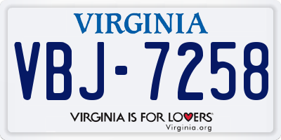 VA license plate VBJ7258