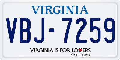 VA license plate VBJ7259
