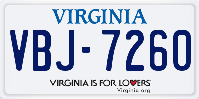 VA license plate VBJ7260