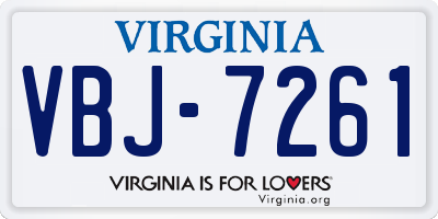 VA license plate VBJ7261