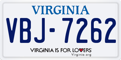 VA license plate VBJ7262