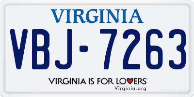 VA license plate VBJ7263